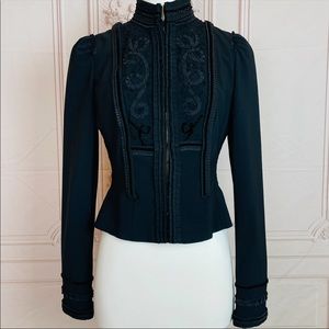 Ellie Tahari Embroidered Military Style Jacket